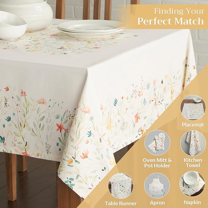 Maison d' Hermine Table Cloth Rectangle Table 100% Cotton 70 x 90 Inches Tablecloth Reusable Decorative for Dining Room Farmhouse Home Valentines Day Decorations Spring Summer - Colmar