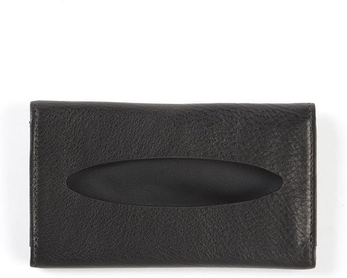 Leatherology Black Onyx Pocket Tissue Holder – Full-Grain Leather Travel Case with Snap Closure, Fits Standard Tissue Packs – Stylish & Compact Tissue Organizer for On-The-Go