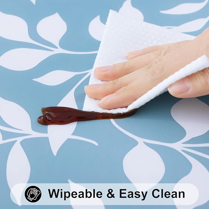 Smiry Rectangle Table Cloth Cover, Waterproof Elastic Fitted Picnic Tablecloth for 6 Foot Tables, Wipeable Flannel Backed Vinyl Tablecloths for Camping, Dining, Outdoor (Baby Blue, 30" x 72")