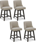 CHITA Counter Height Swivel Bar Stools Set of 4, FSC Certified Upholstered Counter Stools, Modern Swivel Barstools with Wood Legs for Kitchen Island, 26" Seat Height, Fabric in Tan
