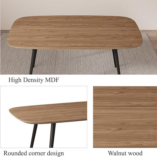 47.2'' Dining Table Set for 2,Modern Wood Dining Table,Leather Dining Chairs 2,Table and Chairs Set of 2,Ideal for Kitchen Dining Room (Walnut Color Table + 2 White Chairs)