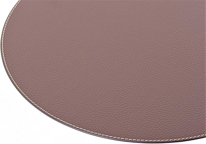 Nikalaz Round Placemats Set (Pack of 4) Recycled Leather Table Mats 15 inches, Kitchen Dining Table Decor by Nikalaz (Brown)