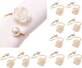 12Pcs Napkin Rings Pearl Napkin Holder Rose Napkin Buckles for Wedding Banquet Home Party Kitchen Decor Festival Dinning Table Decor