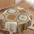 Mid Century Round Tablecloth, Retro Geometric Colorful Squares Abstract Boho Vintage 50s 60s Tablecloth for Home Party Dining Room Kitchen Decor 50Inch(127cm)