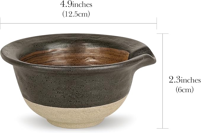 Linkidea Inside Rough Ceramic Texture Shaving Bowl, Shaving Soap Lather Cup for Men, Beard Wet Razor Shave Cream Bowl (Black), RAC5-01