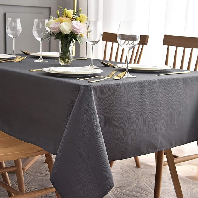 maxmill Square Tablecloth Swirl Design Spillproof Wrinkle Free Heavy Weight Soft Table Cloth Decorative Fabric Table Cover for Outdoor and Indoor Use Square 70 x 70 Inch Charcoal