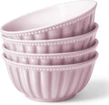 HOMBENE Ceramic Soup Serving Bowls for Kitchen, 6.4 Inch, Set of 4, Cereal Bowl Porcelain, Oven & Microwave Safe, Red