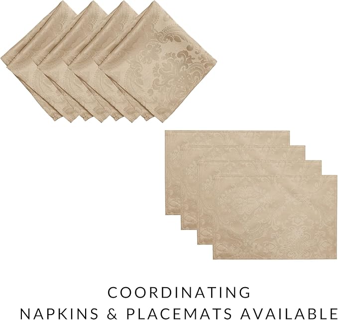 Elrene Home Fashions Caiden Elegance Damask Waterproof, Stain & Wrinkle Resistant Fabric Tablecloth, 90" Round, Taupe (Pack of 12)