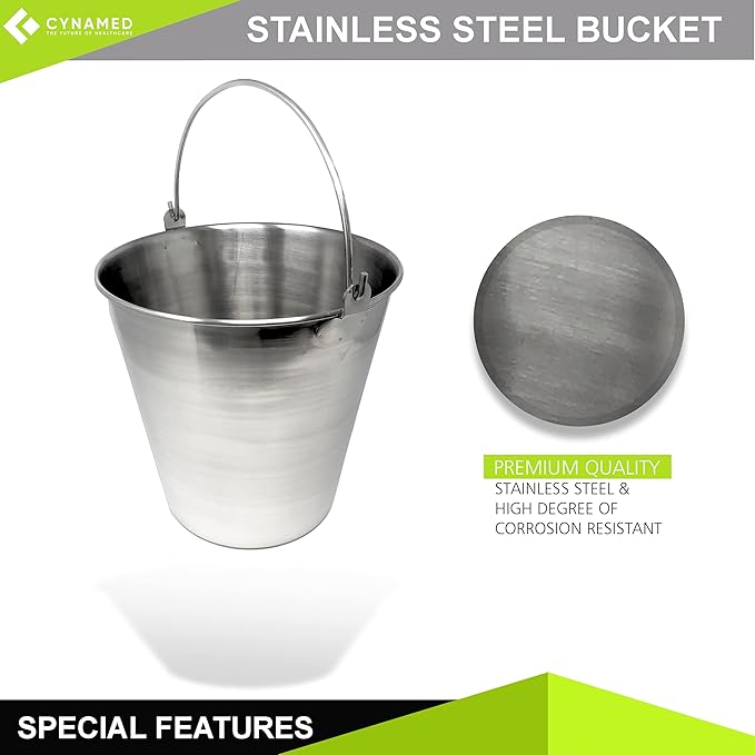 Lab Bucket Stainless Steel Perfect for Medical, Laboratory and Veterinary Applications (12 QT)