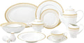 UKN 57 Piece Gold and Match Dinnerware Set-New Bone China Service for 8 People Banded Formal Round Dishwasher Safe