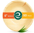 ECO SOUL 100% Compostable, Biodegradable, Disposable Palm Leaf Bowls,| 5 inch, (8oz), Round | Pack of 50| Like Bamboo Bowls, Eco-friendly | Sturdy, Microwave & Oven Safe