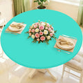 Round Spandex Tablecloth, Elastic Fitted Waterproof Tablecloths for 25"-30" Tables, Stretch Washable Picnic Table Cover for Camping, Dining, Indoor and Outdoor,Aqua Blue