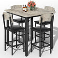 AWQM 5-Piece Dining Table Set, Dining Table Set for 4, Counter Height Table & 4 Bar Stools, Modern Kitchen Dining Set, with Upholstered Chairs, Compact Dining Set for Small Spaces, Gray