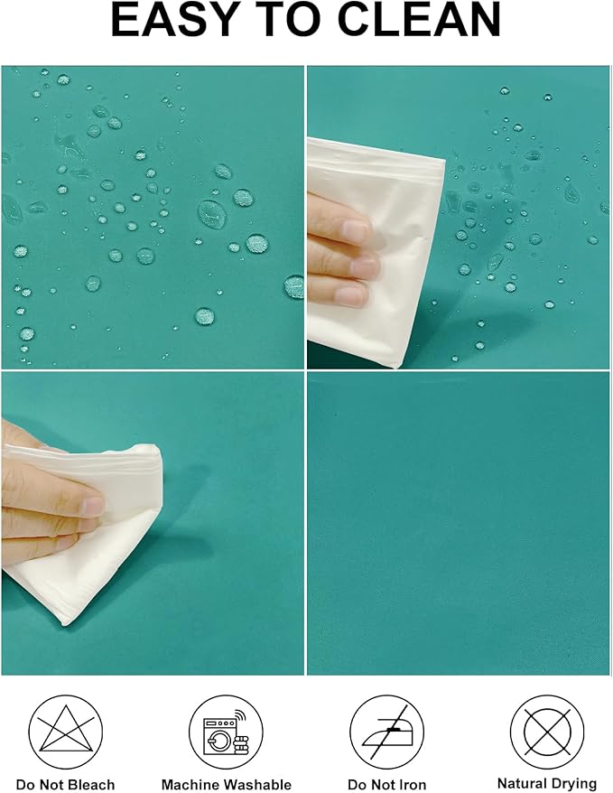Fokitut 2 Pack Waterproof Round Tablecloth, 70 Inch, Stain Resistant and Wrinkle Polyester Table Cloth, Fabric Table Cover for Kitchen Dining, Wedding, Party, Holiday Dinner-Turquoise