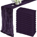 12 Pack Cheesecloth Table Runner 35x72 Inch Boho Gauze Table Runner Rustic Cheese Cloth Long Romantic Table Runners for Wedding Bridal Shower Birthday Party Table Decor (Dark Purple)