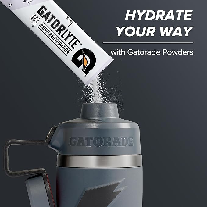 Gatorade 'Overtime' 32oz Stainless Steel Water Bottle, Twist Cap, Grey/Neon Yellow