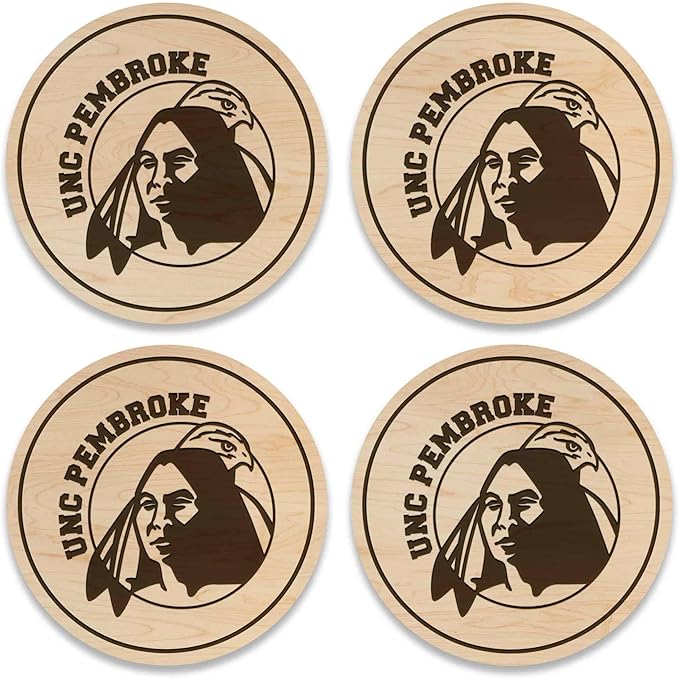 LazerEdge UNC Pembroke Braves Wooden Coaster Set - Maple Wood - Officially Licensed Product - 4-Pack