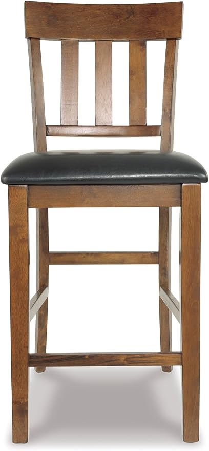Signature Design by Ashley Ralene Traditional 26" Counter Height Faux Leather Seat Barstool, 2 Count, Brown