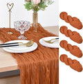 Joanlody Terracotta Cheesecloth Table Runner Fall Thanksgiving 10Ft Rustic Gauze Boho Cheese Cloth Table Runner for Wedding Bridal Baby Shower Decoration 4 Pack