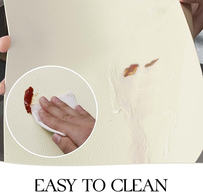 MOSAYT Vinyl Placemats Set of 6, Heat Resistant Place Mats 100% Waterproof Washable & Wipeable Faux Leather Reversible Table Mats for Kitchen Dining Party Indoor Outdoor, 12" x 17", Beige