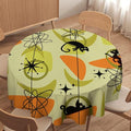 Mid Century Black Cat Round Tablecloth, Vintage Modern Bohemian Abstract Geometric Retro Art Tablecloth for Home Party Dining Room Kitchen Decor 70Inch(178cm)