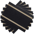 PIGCHCY Placemats Set of 6, Black Elegant Placemats Washable Non-Slip Luxurious Durable Table Mats for Home/Dining Room Decoration