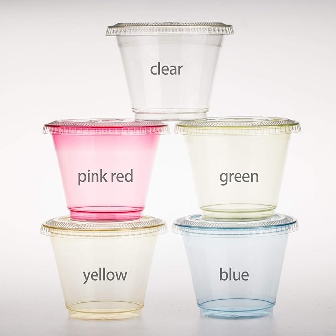Golden Apple, 9oz-50sets Blue Plastic Cups with Clear Flat no Hole lids…