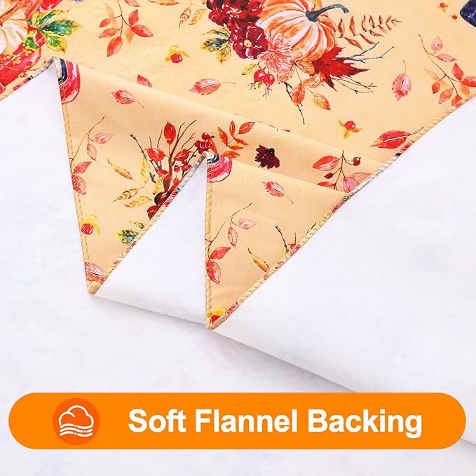 Smiry Fall Rectangle Table Cloth, Waterproof Vinyl Tablecloth with Flannel Backing, Wipeable Autumn Pumpkin Truck Plastic Tablecloths for Harvest and Thanksgiving Parties, (60"x140", Yellow)