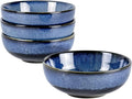 UNICASA Ceramic Cereal Bowls Set, 18 OZ Salads Bowls Set of 4, Dessert Serving Bowl for Soup, Reactive Glaze Ramen Bowls, Microwave Oven and Dishwasher Safe, Blue