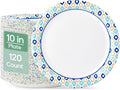 MUCHII Paper Plates 10 Inch, 120 Count Disposable Paper Plates Bulk, Soak and Cut Proof for Party,Picnic, Family Gatherings