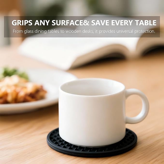 Ortarco 6 Pack Drink Coasters with Holder, Silicone Cup Mat for Hot or Cold Drinks, Non-Slip, Non-Stick