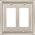 Henne Bery Sunken Pearls Heavy Duty Decorative Wall Plate Switch Plate Outlet Cover (Double Decorator, Satin Nickel)
