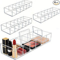 Nsmykhg 4 Pack Clear Acrylic Makeup Compact Organizer - 6 Slots Vanity Organizer for Eyeshadow Palette, Lipstick & Cosmetics, Drawer Makeup Organizer Holder (10 x 3.5 x 1.9 inches)
