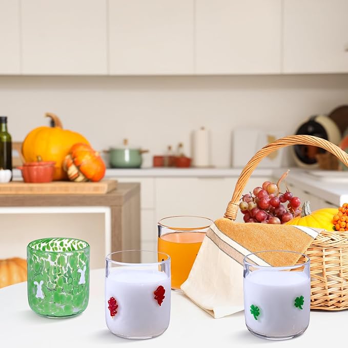 Icon Juice Glasses, 14oz Stemless Wine Drinking Juice Glass Cup for Valentine Party Supplies Gift(7 Pcs,Multi-style)