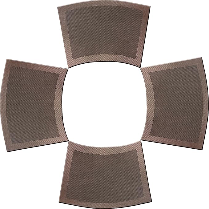 Wedge Shape Placemats for Round Dinner Table Woven Vinyl Wipe Clean Non Slip Plastic Table Mats Set of 4（Brown）