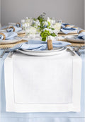 Solino Home Linen Table Runner 90 Inches Long - Classic Hemstitch 100% Pure Linen White Dining Table Runner 14 x 90 Inch for Valentines, Spring, Easter