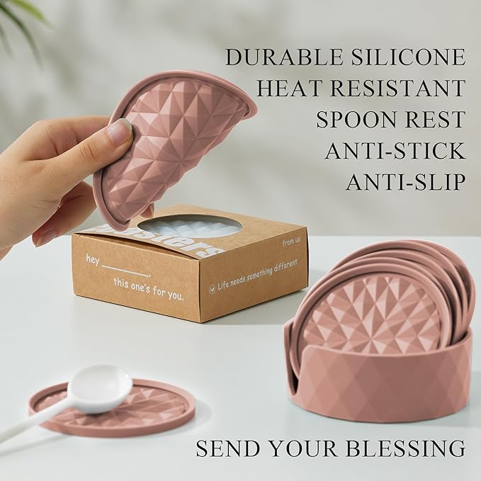 Silicone Coasters for Drinks[6 Pack]- Cup Mat with Holder for Tabletop Protection-Non-Slip, Non-Stick, Coffee Table Decor, Great Gift for Any Occasion, Pink