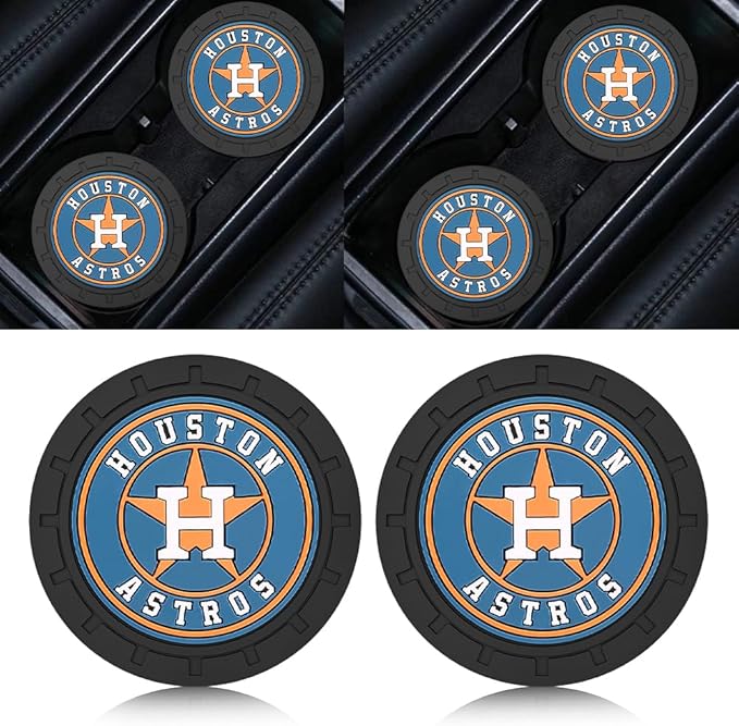Silicone Astros Car Cup Holder Coasters,Baseball Fans Car Coasters for Huston Astros Fans, Non-Slip Universal Fit Cup Holder Insert