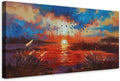 Anolyfi Red Sunset Reed Canvas Wall Art for Living Room, Sunset over the Lake Wall Decor Decorative Painting Large Artwork for Men Room Hallway Bedroom Kitchen Office Home Decor 40"x20"