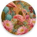 Coasters for Drinks Coaster Drink Set Decorative Coffee Table Desk Cup Mat Spring Cute Cork Bar Backing Round Home Decor Orange Flamingos and Green Cactus Flowers23