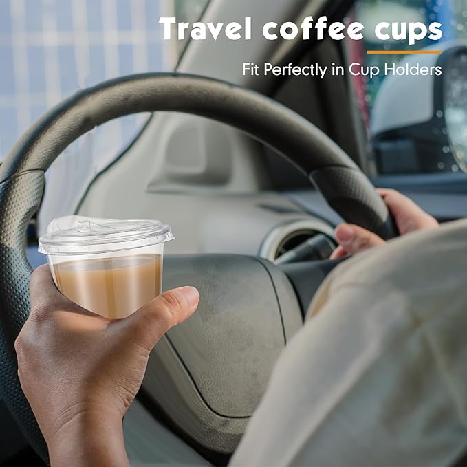 50 Sets Clear Plastic Cups with Strawless Sip Lids, Thickened Clear Disposable Plastic PET Crystal Cups for Iced Coffee, Smoothie, Cold Beverage, Drink Shops and Party Catering (10 oz)