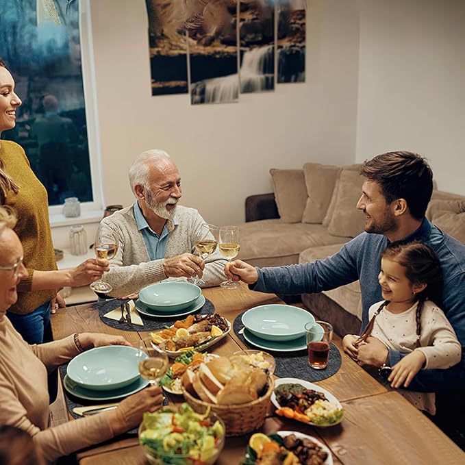 Placemats for Dining Table Set of 6 Non-Slip, Heat Resistant Oval Leather Placemat Double Layer, Waterproof Table Mats Easy to Clean for Kitchen Dining Room Coffee Office Table, Charcoal