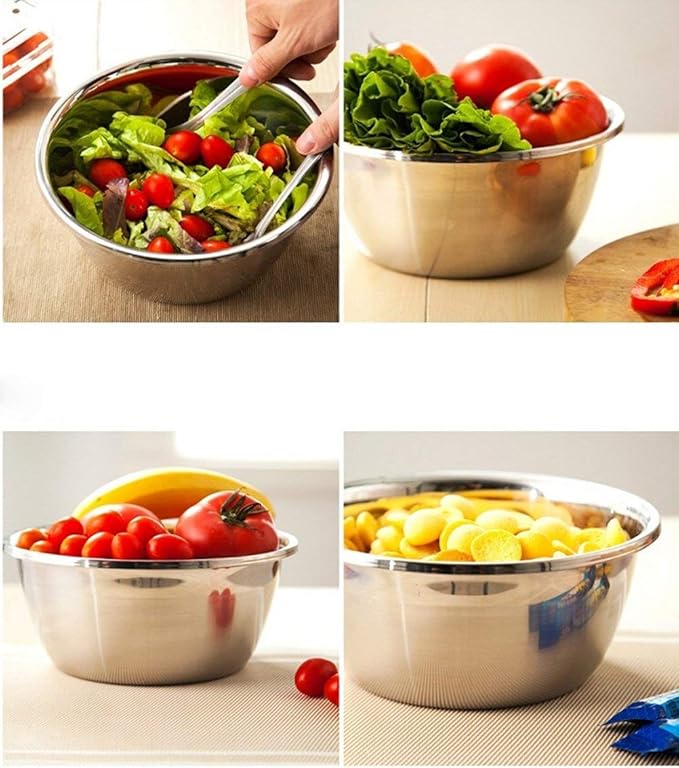 meleg otthon Stainless Steel Bowl,8.5QT Salad Bowl,Metal Bowls,Stainless Steel Basin,Heavy Duty Deeper Edge Mirror Finish Dishwasher Safe Bowl (XXL)…