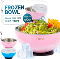 Vora 35oz Dip Chiller Bowl with Lid | 1 Pack Pink Stainless Steel Chilled Serving Bowl Keep Dips, Salads, and Appetizers Perfectly Cold with Leak-Resistant Ice Bowl for Effortless Hosting