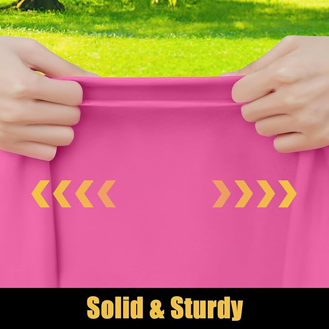 Smiry Rectangle Picnic Table Cloth, Waterproof Elastic Fitted Tablecloths for 8 Foot Tables, Washable Polyester Table Cover for Camping, Indoor and Outdoor (Rose Pink, 30"x96")