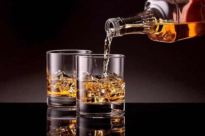 Whiskey Glasses, Set of 4, Made in Europe, 100% Lead-Free Crystal, Smooth Rim, Gift-Boxed, Dishwasher-Safe (Classic Double Old Fashioned)