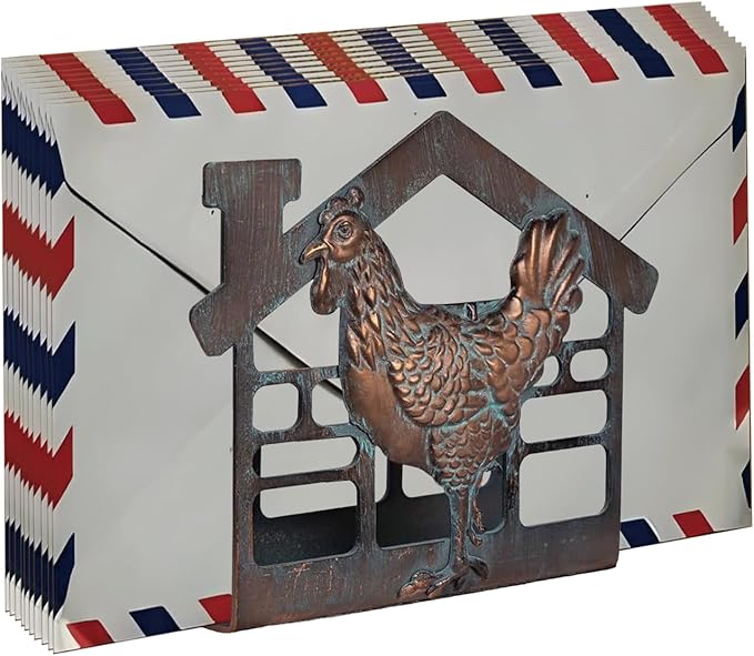 Metal Rooster Napkin Holder for Table,Rustic Farmhouse Napkin Holders for Paper Napkins,Antique Copper Tusse Napkins Stand Tabletop Dispenser with Non-Slip for Kitchen Dining Room Coffee Shop Bar