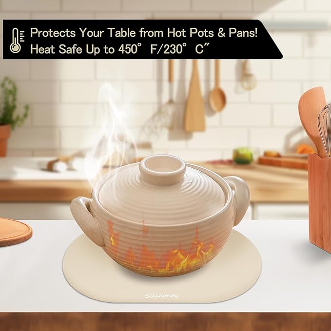 Silicone Placemats, Oval Placemats Set of 4. Heat-Resistant and Easy to Clean Siliconty Mats, Non-Slip Silicone Placemats for Table Protection. (2, Bright Yellow)