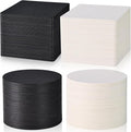 200 Pieces Disposable Paper Coasters, GOH DODD Thickened (1.5MM) 4 Inch Bar Coasters Bulk Absorbent Cardboard Blanks for Drinks DIY Arts Crafts Wedding Party Gifts Education, Black White, Square Round