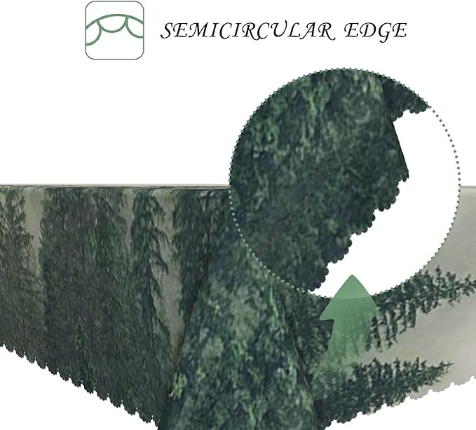 60x102 Inch Nature Scenery Rectangular Tablecloth Foggy Wild Forest Mysterious Secret Realm Table Cloth Waterproof Durable Table Cover for Home Game Room Banquet Picnic Outdoor BBQ Decor